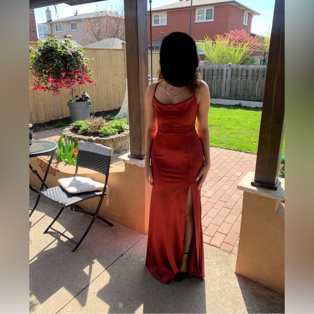 Red silk prom dress